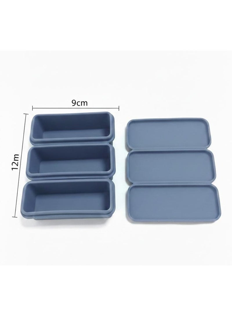 سبيس شوب صواني مكعبات ثلج سيليكون مع أغطية طقم من 3 قوالب مرنة 12 في 9 سم تصميم سهل الإخراج وموفر للمساحة خالية من مادة البيسفينول أ الوان متعدده - Image 2